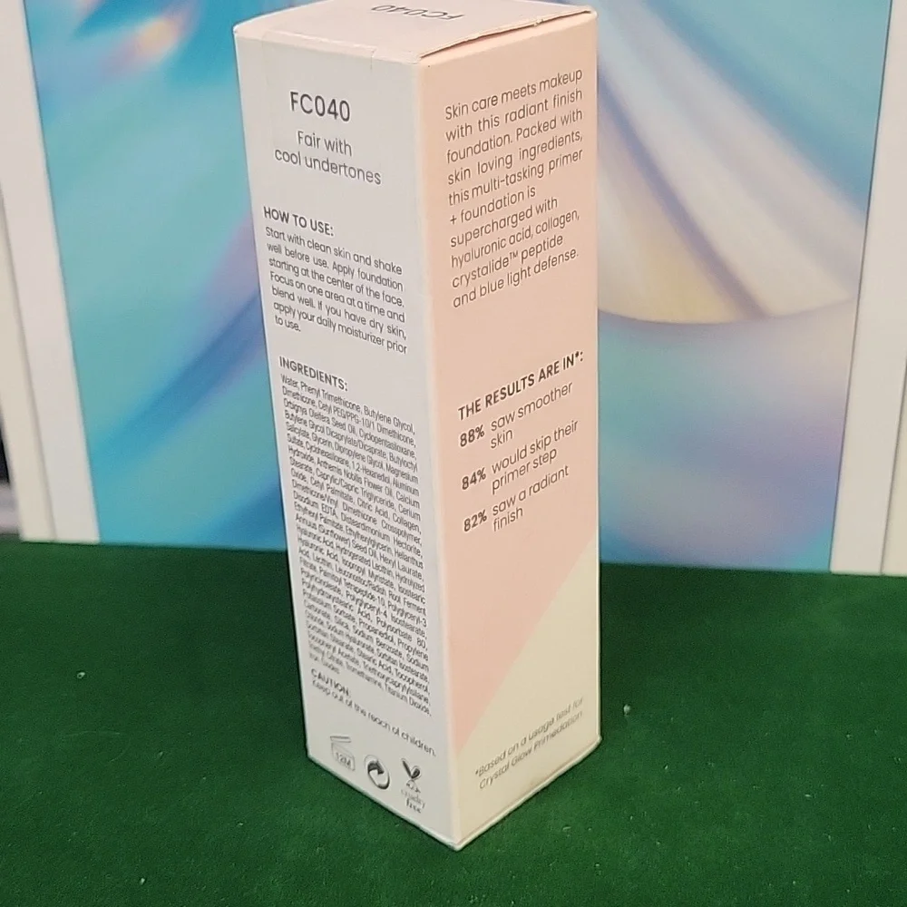 Joah Crystal Glow Peptide Infused Foundation New Sealed 30ml Tube FC040